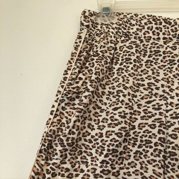 AERIE AMERICAN EAGLE Satin Jogger Lounge Pant Cream Brown Cheetah Leopard Pajama - Picture 7 of 14
